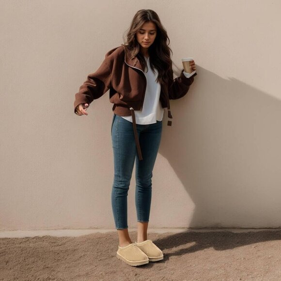 Women's Faux Fur Fleece Lined Mini Boots Anti-Slip Indoor Outdoor Slippers - Picture 5 of 6